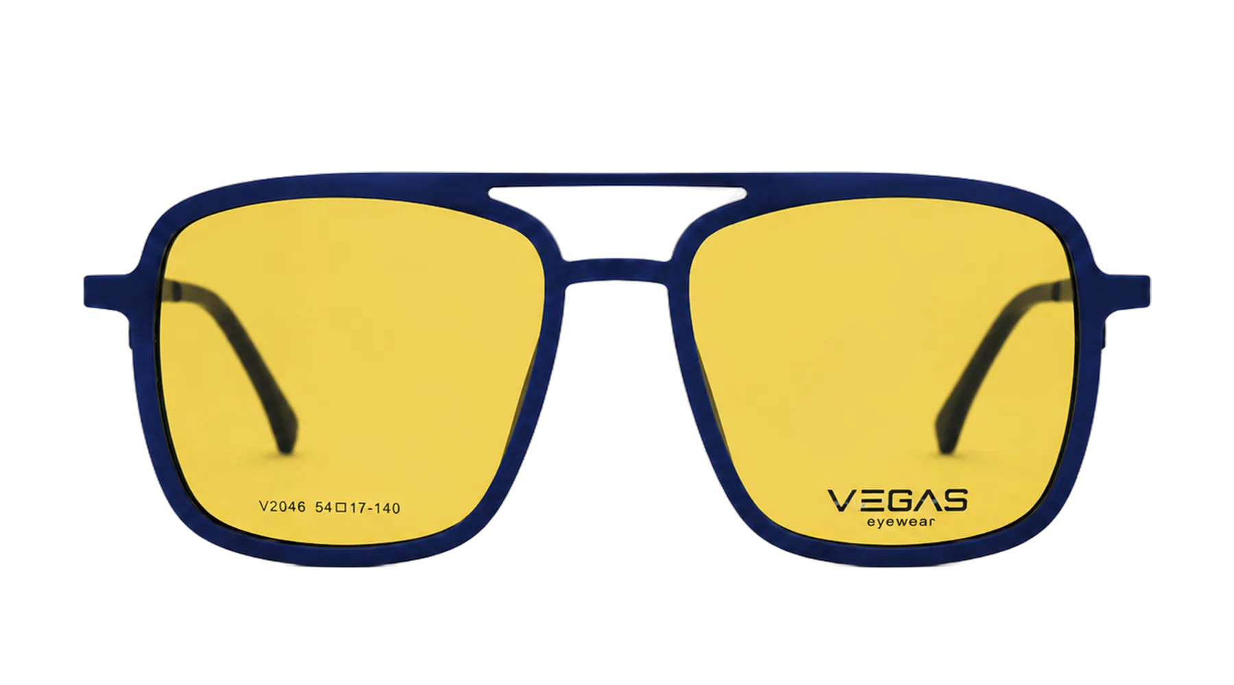 V2046 Clip-On Set Dark Blue frame with Amber clip attached