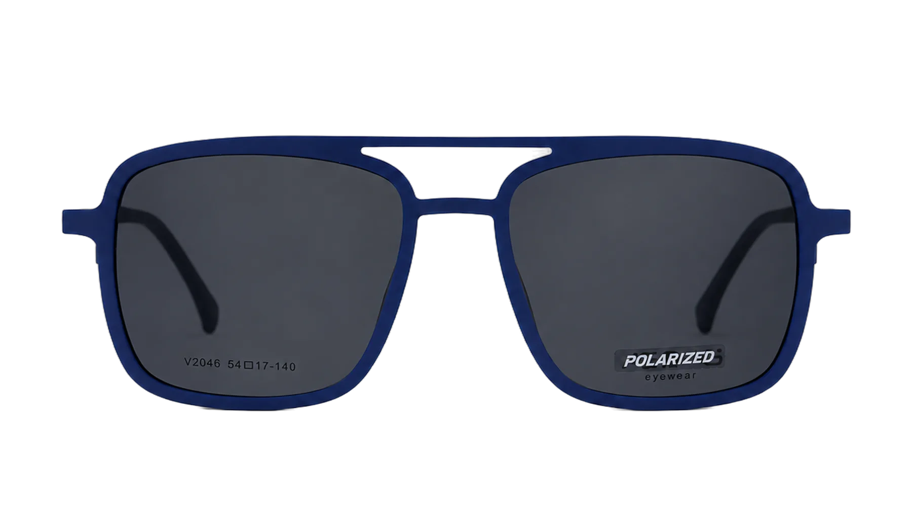V2046 Clip-On Set Dark Blue frame with Smoke clip attached