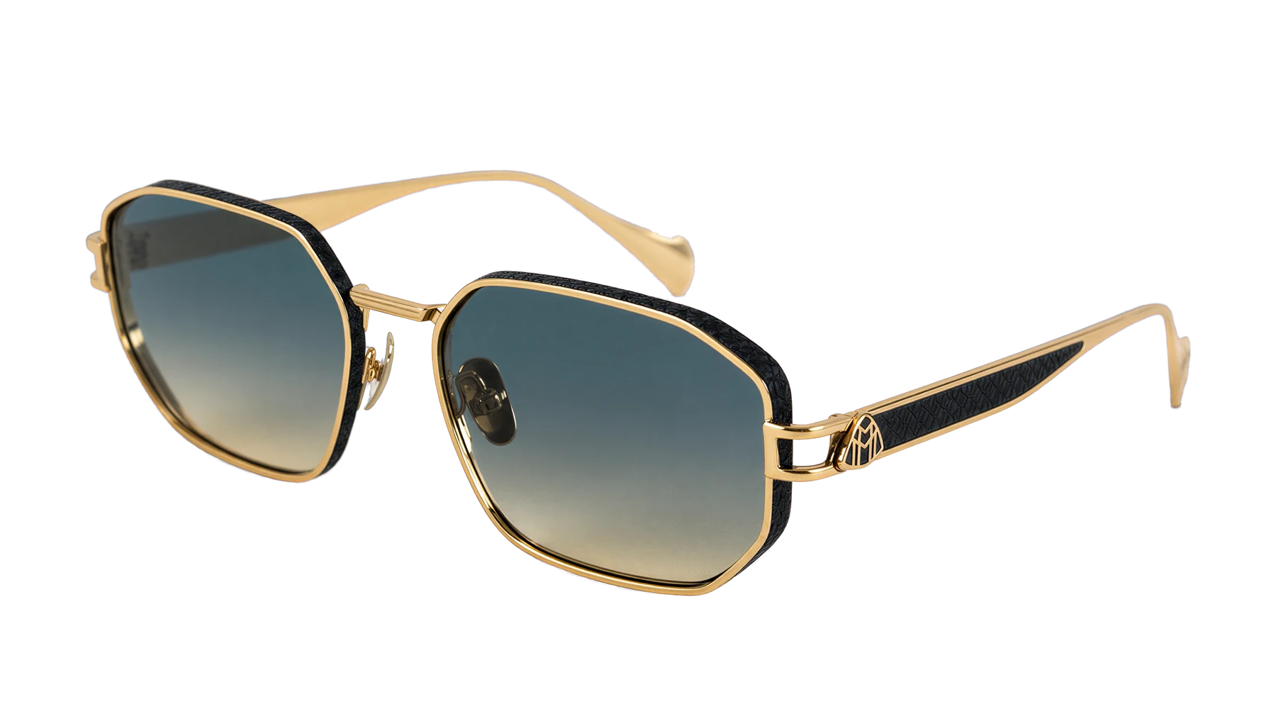 Z1984 Sunglasses Gold / Black / Blue-Green Angle view