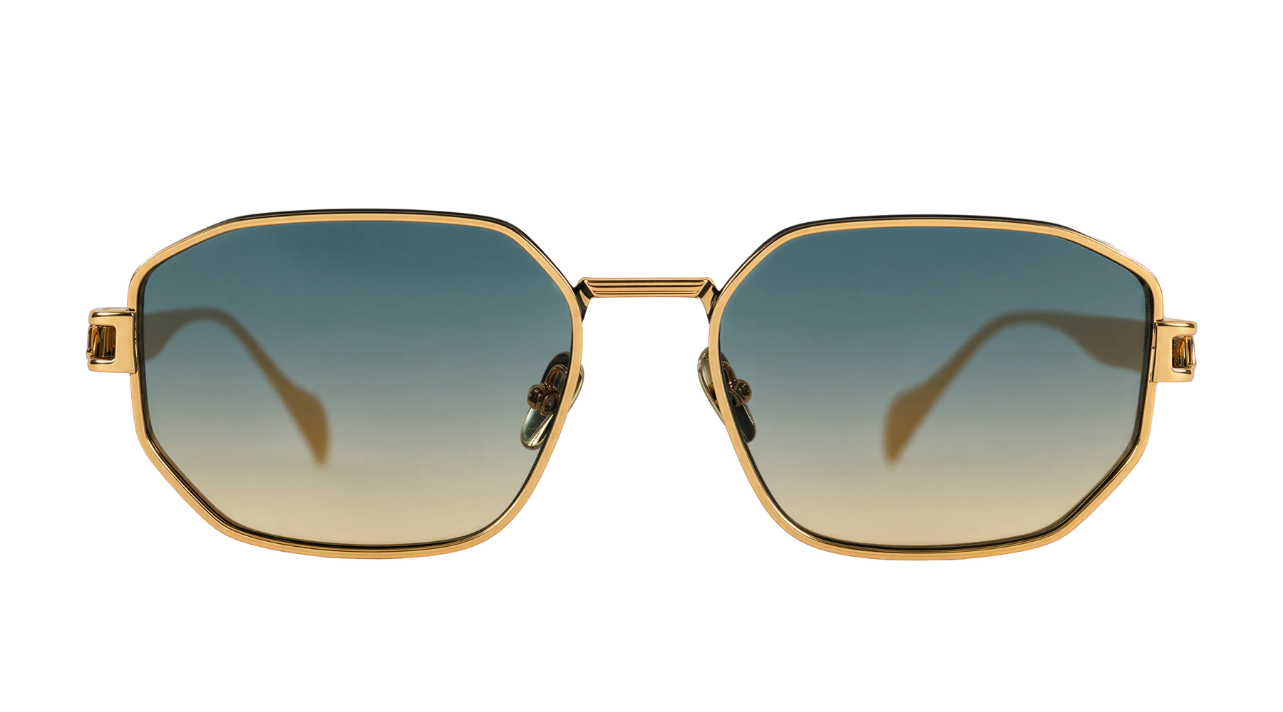 Z1984 Sunglasses Gold / Black / Blue-Green front view
