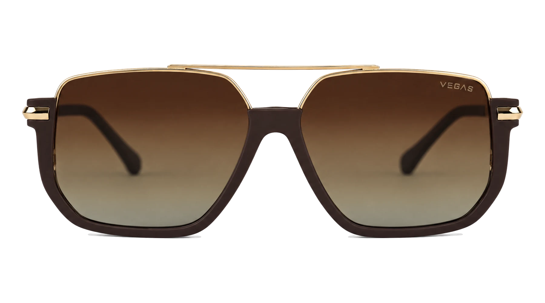 V2066 Sunglasses Brown / Gold / Brown Gradient front view
